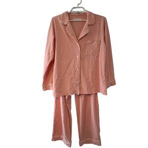 Elizabeth Cotton pajamas womens Large pink organic cotton blend pants top USA